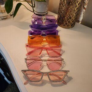 Lot Womens Shades Party Glasses Colored Rhinestones Purple Pink Orange